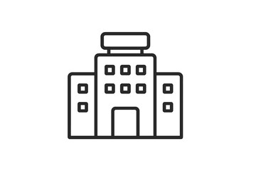 Poster - Vector icon representing a modern building design showcasing a simple structure with windows and an entrance