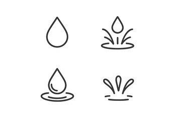 Fototapete - Vector icons depicting water drops and splash designs for various applications in graphics and web design