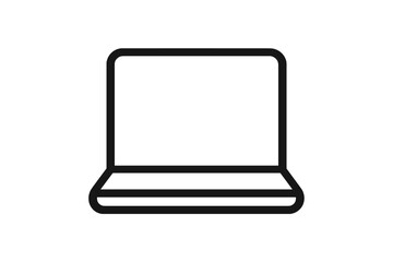  - Minimalist vector icon of an open laptop design for digital technology and remote work themes