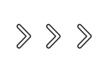 Fototapete - Three vector icons depicting right arrows in a minimalist style suitable for navigation or design projects