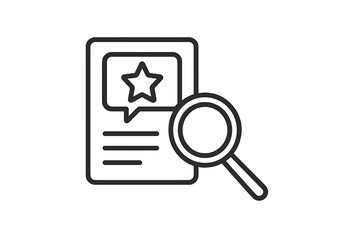 Poster - Vector icon depicting a document with a star and a magnifying glass symbolizing search and evaluation processes