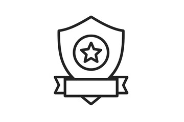 Poster - Vector icon of a shield with a star and banner design for security and protection themes