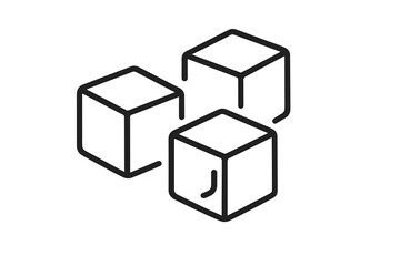 Aufkleber - Three simplistic vector icons of geometric cubes in a minimalist style representing three-dimensional shapes