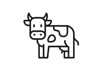 Poster - Cute vector icon of a cow with distinct markings in a minimalistic style for agricultural and farming themes