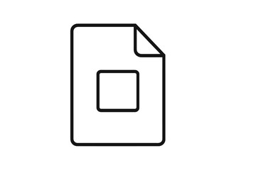 Poster - Vector icon representing a document with a folded corner and a blank square in the center for customization and use in graphic design