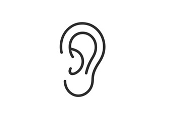 Poster - Ear vector icon symbolizing hearing, communication, and sensory perception in a minimalist design suitable for various applications