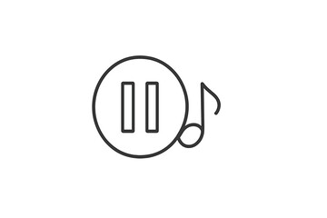 Fototapete - Pause button with musical note symbolizing a break in music playback to enhance user interaction and experience in digital applications