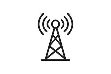 Poster - Vector icon representing a communication tower with signal waves emanating from its top