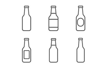 Poster - Vector icon set of various bottle designs showcasing simple, elegant outlines suitable for various applications in graphic design