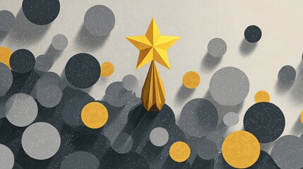 Wall Mural - Majestic Star Atop Hill Surrounded by Circles