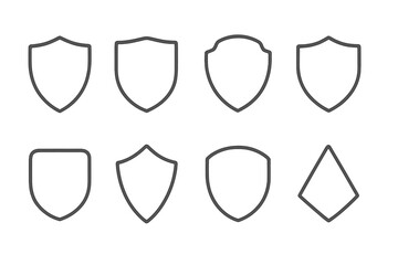 Aufkleber - Various vector shield icons displayed in different shapes and sizes for design and graphic representation