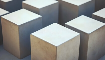 Fototapete - Abstract geometric pattern of concrete cubes, showcasing texture and minimalist design. Ideal for architecture, design, or modern backgrounds.