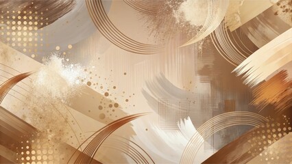Leinwandbilder - Abstract Neutral Tones A Serene Composition of Brushstrokes, Geometric Shapes, and Subtle Textural Elements