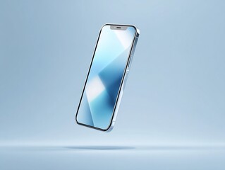 Poster - Sleek Smartphone Mockup with Modern Design on Minimalistic Light Blue Backdrop