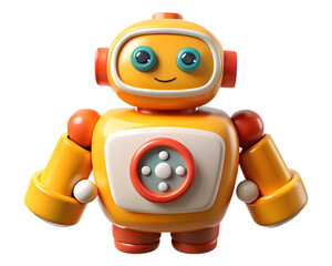 Poster - Cute and friendly 3d rendering of a yellow robot character perfect for children's designs and technological concepts.
