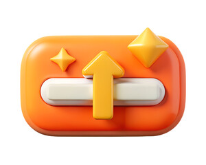 Poster - Vibrant 3d rendered icon featuring an upward arrow with a slider, representing growth, progress and movement against a White backdrop.