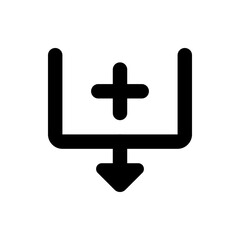 Poster - Black icon showing a plus symbol above a box with an arrow pointing down indicating downloading process