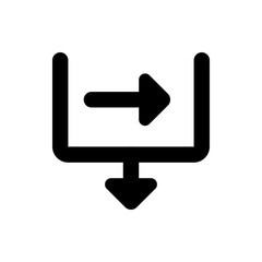 Poster - Black icon showing a box with an arrow pointing right into it and an arrow pointing down from the bottom 100