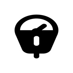 Poster - Illustration of a black gauge with a needle pointing to the left and a white oval in the center