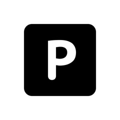Poster - White letter p in a rounded black square creating a simple graphic logo and icon design element look