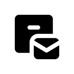Aufkleber - Illustration of a black folder icon with rounded corners next to a black envelope icon with white lines