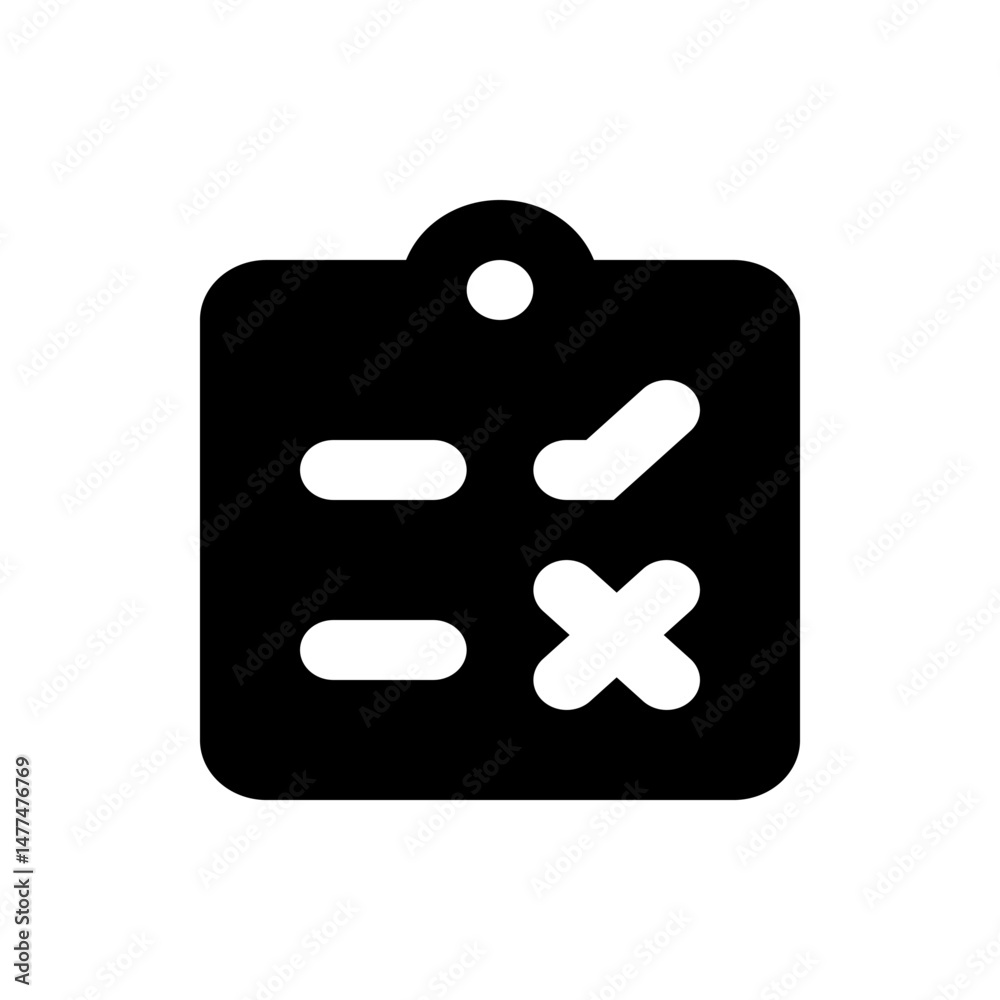 Task Option Mark Black clipboard with check mark and x mark showing task completion and ...