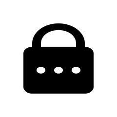 Poster - Illustration of a black padlock with a rounded handle and three white circles on the lower section of it