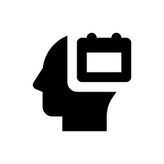 Poster - Silhouette of a head with a calendar icon inside representing memory or reminders and scheduling tasks