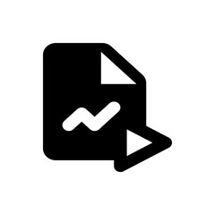 Poster - Illustration of a document with a folded corner and a graph line and a play symbol in black color scheme
