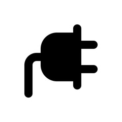 Poster - Illustration of a black electrical plug with two prongs and a cord extending to the left side on white