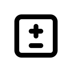 Poster - Illustration of a black square with rounded corners containing a plus and minus sign inside it centered