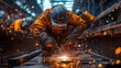 © Prostock-studio - Workers concentrate on welding tasks at a busy construction site, surrounded by equipment and metal structures, illuminating the area with sparks as they shape materials for shipbuilding.