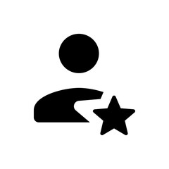 Poster - Silhouette of a person icon with a circular head and a star shape next to the body in black and white