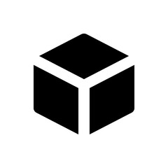 Poster - An isometric black cube with white edges and rounded corners, isolated on a white background illustration