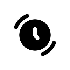 Poster - Black clock with white hands and curved lines indicating movement or vibration on a white background view