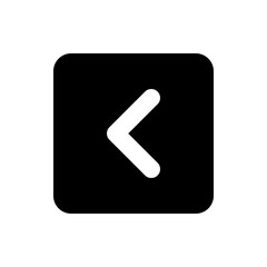 Poster - White left arrow inside a black rounded square pointing left for navigation and user interface design use