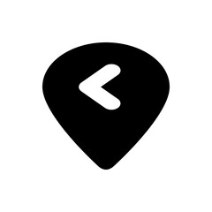 Poster - Black location pin with a white left arrow indicating direction or navigation on a white background view