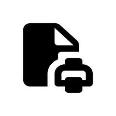 Poster - Black and white illustration of a document icon with a printer symbol attached to the bottom right side