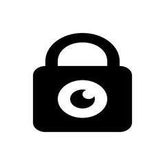 Poster - Black padlock with a white eye in the center representing security and surveillance in a simple design