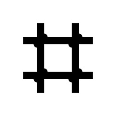Poster - Illustration of a black hashtag symbol with rounded edges against a white background in a simple style