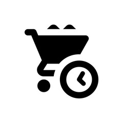 Poster - A black shopping cart icon with two items and a clock icon indicating order delivery time and fast shipping