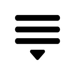 Poster - Illustration of a menu icon with three horizontal bars and a downward pointing arrow below it in black color
