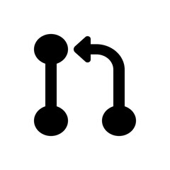 Poster - Black diagram with two vertical lines connected to circles and a curved arrow pointing leftward