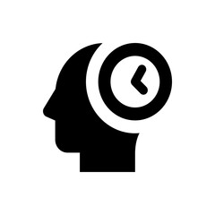 Poster - Silhouette of a head with a clock inside representing time management and scheduling for productivity focus