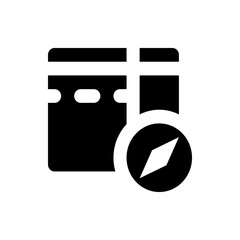 Poster - Black and white graphic icon of a calendar with a compass overlaying the bottom right corner design view