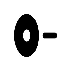 Poster - A simple graphic featuring a black circle with a white center and a short horizontal line on the right side