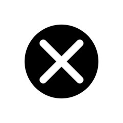 Poster - A black circle containing a white x shape with rounded edges centered within the circular boundary line