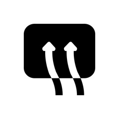 Poster - Two white arrows pointing upwards from a black rounded square shape on a white background design element