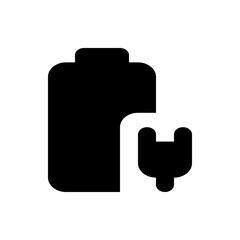 Poster - Battery charging icon showing a black battery with a charging plug next to it on a white background