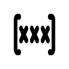 Poster - A bold black icon featuring three prominent x symbols enclosed within a pair of square brackets on a white background
